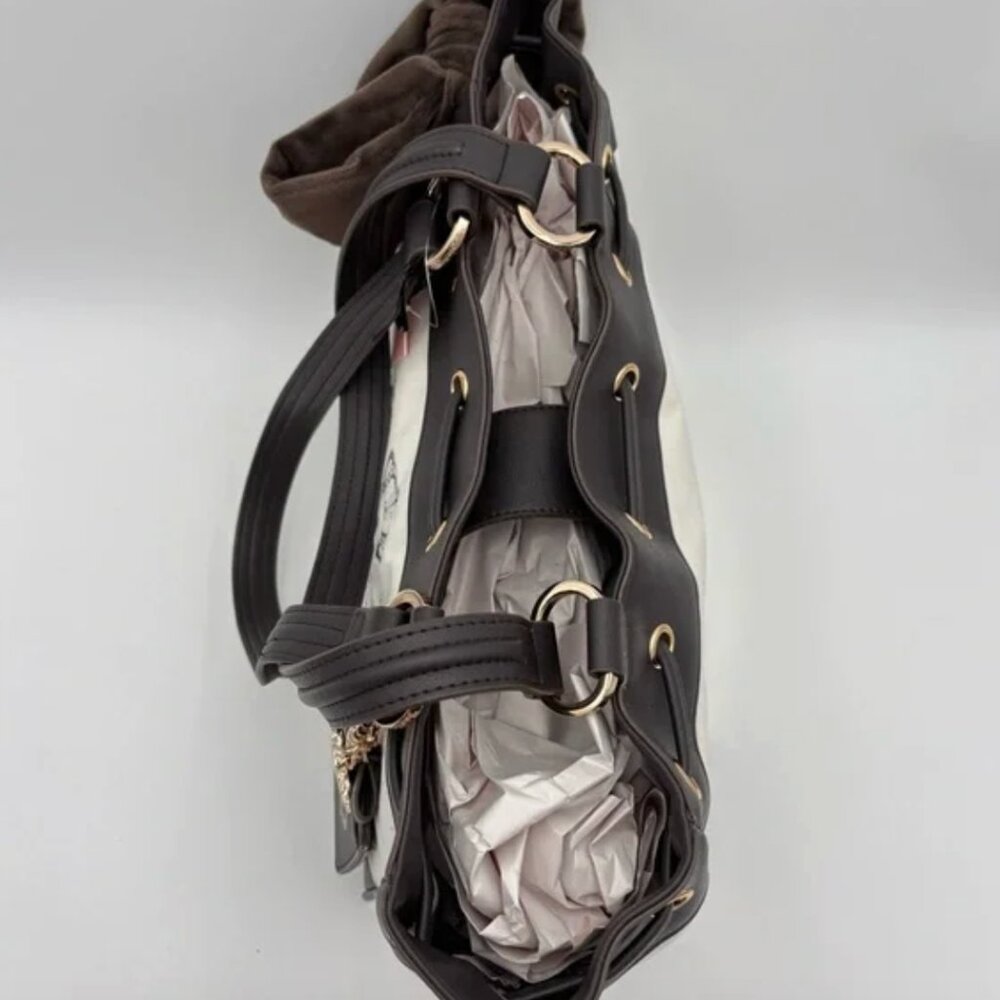 Juicy Couture Classic Scottie Dogs Tote Cream White & Chocolate Brown Bow NWT - Picture 6 of 6